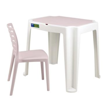 Imagem de Conjunto Infantil De Mesa Cadeira Tramontina Beni Polipropileno Rosa Quadro De Atividades Tramontina