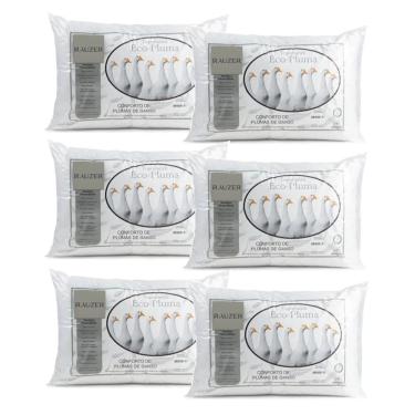Imagem de Kit 6 Travesseiro Pluma Ganso Confortável Antiacaro 70x50cm