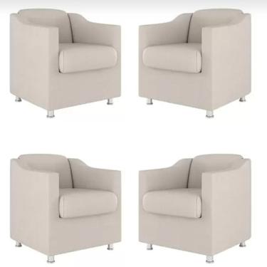 Imagem de Kit 4 Poltronas Bia Decorativa Reforçada Recepção Clinica Salão Sala De Estar Suede