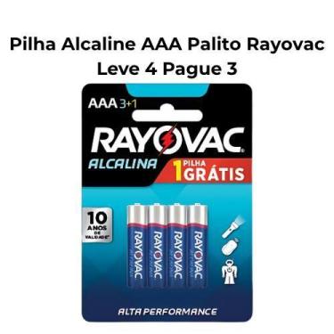 Imagem de Pilha Alcalina Palito AAA Rayovac Leve 4 Pague 3