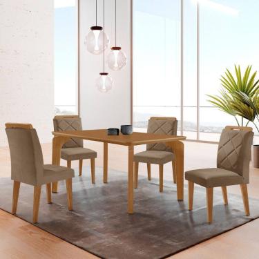 Imagem de Mesa de Jantar Liz 120cm MDF Canto copo e com 4 Cadeiras Melissa