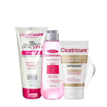Imagem de Kit Sabonete Facial + Água Micelar 5 em 1 + Filtro Solar FPS 50 Sem Co