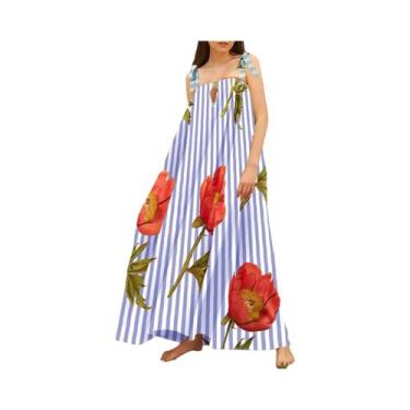 Imagem de Sexy Impressão Casual Solto Vestido De Férias Estilo Europeu Americano