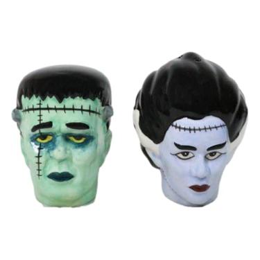 Imagem de Ebros Day Of The Dead Mr And Mrs Frankenstein Monster Bride And Groom Ceramic Salt Pepper Shakers Figurine Set Zombies Undead Underworld Fantasy Halloween Decorative Kitchen Accessory