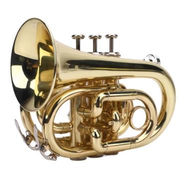 Imagem de Asixxsix Trompete de Latão Plano BB, Kit de Trompete de Bolso ni Com Bocal de 7c, Pano de Limpeza, Luvas, Cinta, Estojo Duro, Trompete Compacto para Iniciantes, Estudantes e Profissionais