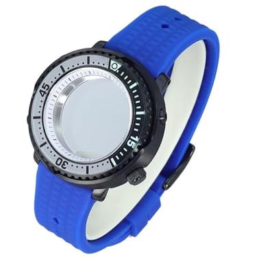 Imagem de FEIYASHI Caixa de relógio preta de aço inoxidável, vidro de cristal de safira para NH34 NH35, movimento 100 m, impermeável, atum, tartaruga, enlatada, 3 movimentos NH35 + anel branco, Caixa de relógio