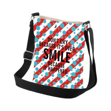 Imagem de BDPWSS Reading Lovers Gift Smile Because It Happened Bolsa transversal com citação motivacional presente de dia de leitura para leitor, It Happened Cbag