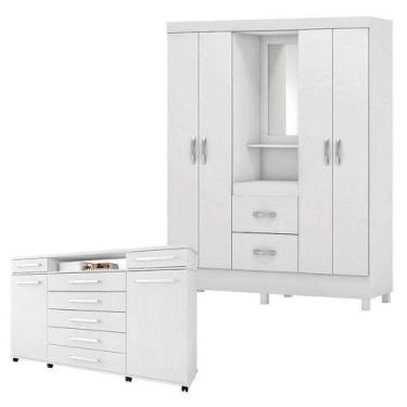 Imagem de Cômoda London E Guarda Roupa Casal Lord Branco - Demóbile