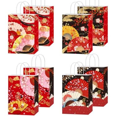 Imagem de EoBeCy 16 peças de sacolas japonesas para lembrancinhas, tradicionais japonesas, flores de cerejeira, sacos de presente com alças para decoração de festa de aniversário