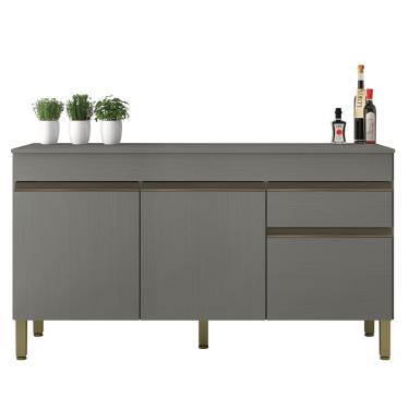 Imagem de Balcão Gabinete de Cozinha 3 Portas 1 Gaveta com Tampo 1,50m Line Kit's Paraná