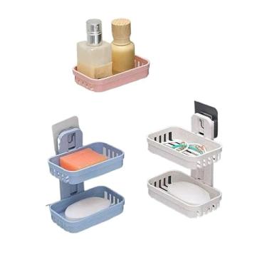 Imagem de Saboneteira Dupla Para Parede/Banheiro Dupla Camada Adesiva Sem Furo (Cor Aleatorio,2)