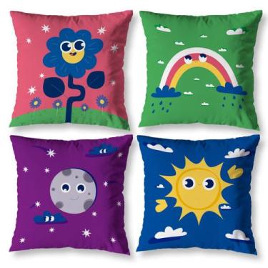 Imagem de Kit 4 Capas Almofada 40cm X 40cm Decorativa Infantil Kids Digital Sem 