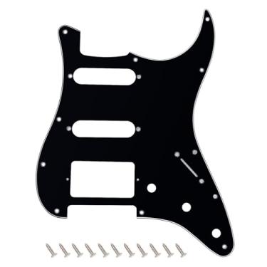 Imagem de Banworks 3 Ply Strat HSS Pickguard 11 furos para guitarra elétrica Pickguard SSH placa de risco para para-lama EUA/Mexicano estilo moderno Stratocaster ST JT/HB-02 preto brilhante