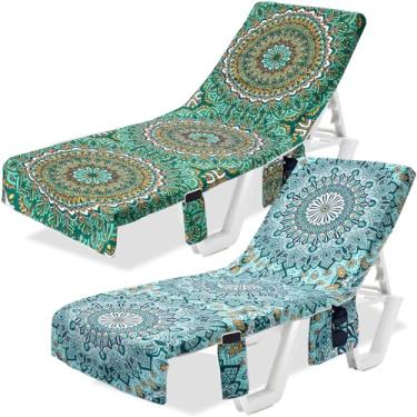 Imagem de Hillsuren 2 peças de capa de toalha de espreguiçadeira com 3 bolsos, toalhas de cadeira de piscina de 203 x 76 cm de microfibra, capas de espreguiçadeira para uso ao ar livre, verão, banhos de sol