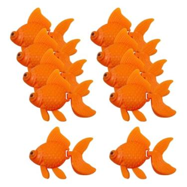 Imagem de 10 peças de peixes flutuantes artificiais de plástico pequeno peixe em movimento falso realista peixinho dourado fofo figuras de peixe dourado simulação de peixes Koi ornamento tanque terrário