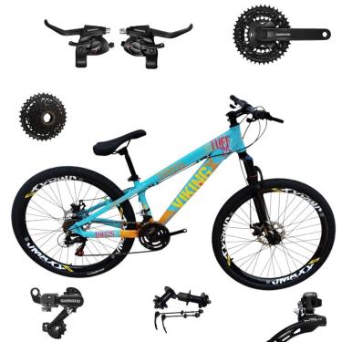 Imagem de Bicicleta 26 VikingX T25 24v Cubo Catraca K7 e Freeride Shimanos Pneu Aro 26 Balão Preto-Unissex