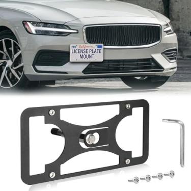 Imagem de Moldura frontal sem furadeira compatível com Volvo XC60 | 2018-2023 Suporte de gancho de reboque para placa de carro antifurto Capas de etiqueta de carro à prova de ferrugem, acessórios de carro à