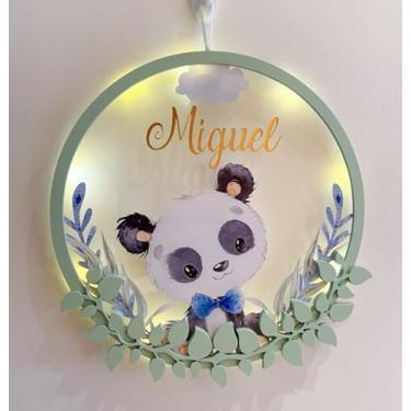 Imagem de Porta Maternidade Led Ursinho Panda Acrílico e Espelho