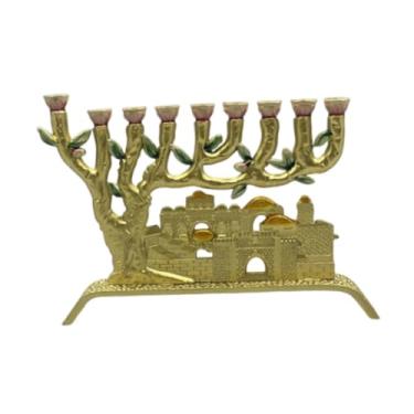 Imagem de Ｂｅｓｇａ Suporte de vela de metal com 9 ramos, candelabro, menorá, centro de mesa, suporte de vela, castiçal para eventos, festival judaico