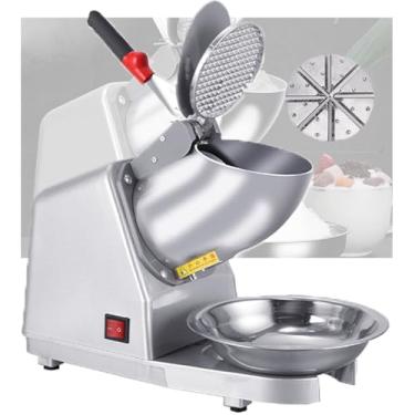 Imagem de Triturador de gelo elétrico comercial, máquina de granizado potente, lâminas duplas e tampas, alça antiderrapante, espessura ajustável, com porta de drenagem, duas calhas de gelo