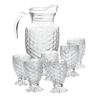 Imagem de Jogo De Jarra Bonjour 1,8 Litros Com 6 Copos 250ml De Vidro Incolor Co
