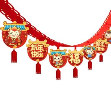 Imagem de MERIGLARE Guirlanda de feltro de ano novo do dragão chinês decoração de 9,8 pés com borla de 12 pingentes para ambientes internos e externos resistentes