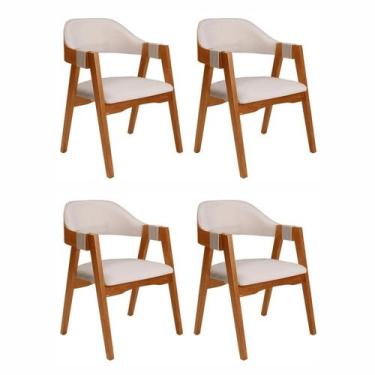 Imagem de Kit 4 Cadeiras de Madeira Maciça Tauari Estofada e Braço com Corda Náu