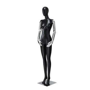 Imagem de Mannequin Manequins de varejo com corpo feminino sexy e braços galvanizados, manequim humano em pose, prateleira de exposição de roupas de 72,83 pol. de altura(Silver)