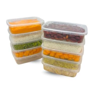 Imagem de Conjunto c/10 Potes Retangular p/Marmita Versátil BPA Free 800ml