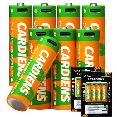 Imagem de Pilhas AA recarregáveis CARDIENS 2800mWh 1,5V, pacote com 8