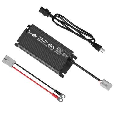 Imagem de Timeusb Carregador de bateria LiFePO4 de 29,2 V 20 A, carregador de bateria montável de 24 V, carregador de bateria LiFePO4 de 29,2 V com indicadores LED e várias proteções de segurança para bateria