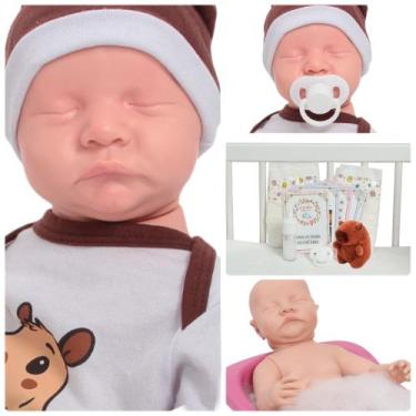 Imagem de Bebe Reborn Silicone Capivara Pode Dar Banho Olho Fechado - Cegonha Re