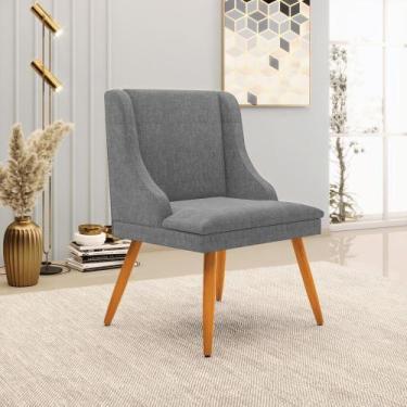 Imagem de Cadeira de Jantar Liz Linho Grafite A26 Pés Palito Castanho D03 - D'Ro