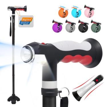 Imagem de Bastão de caminhada dobrável BigAlex com duas luzes LED para idosos