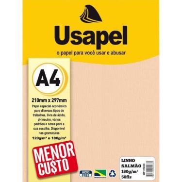 Imagem de Papel linho a4 180g c/ 50 folhas salmão - usapel