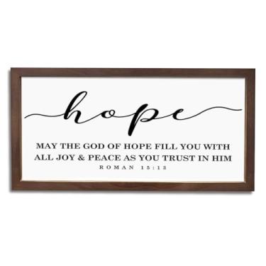 Imagem de Decoração inspiradora, arte de parede com versículo bíblico, placa emoldurada de madeira de fazenda 38 × 19 × 14,20 cm, arte religiosa para decoração de casa, presente de inauguração de casa, que o