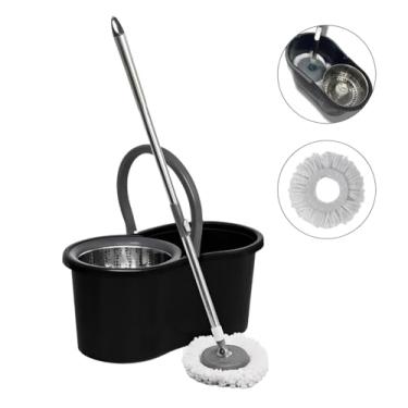 Imagem de Mop Giratório 13L com Cesto Inox – Limpa, Centrifuga e Seca – Esfregão com Balde e Pano de Microfibra para Limpeza Doméstica