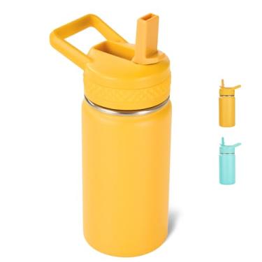 Imagem de Fijinhom Garrafa de água infantil de 340 g, garrafa de água infantil com canudo, garrafa para meninos e meninas para escola, garrafa isolada a vácuo de aço inoxidável 304 para crianças, sem BPA, à