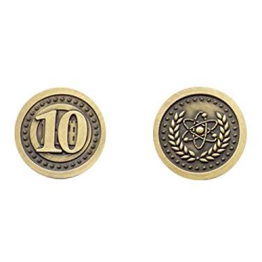 Imagem de The Broken Token - Atomic Age Gold 10 Value Coin - Fantasy Coins 25mm Metal Novelty Coins - Cosplay and TTRPG Game Pieces - Pack of 10
