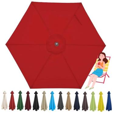 Imagem de Guarda-sol De Substituição Guarda-sol Capa De Tecido De Guarda-sol De Substituição Com 6 Costelas Guarda-sol De Substituição Pano De Guarda-sol Para Jard, Red, 2.5m/8.2ft