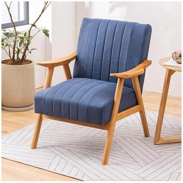 Imagem de Cadeira De Lazer Para Escritório, Cadeira De Sofá Com Estrutura De Madeira E Pano De Tecnologia, Poltrona De Acento Estofada, Cadeira De Leitura Perfeita Para Quarto, Blue a, One Size