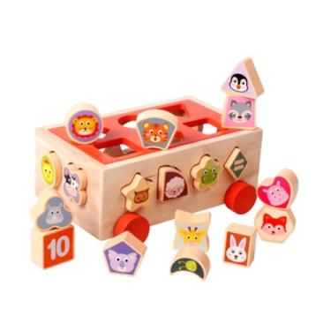 Imagem de MERIGLARE Forma classificador aprendizagem brinquedos educativos desenvolvimento montessori brinquedos blocos de empilhamento de madeira para meninos meninas