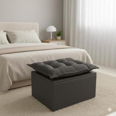 Imagem de Puff Baú Opala Decorativo Organizador Quarto e Sala, CINZA ESCURO