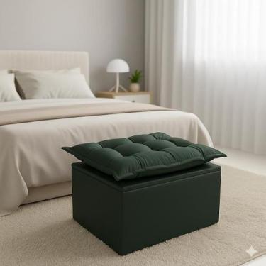 Imagem de Puff Baú Opala Decorativo Organizador Quarto e Sala, VERDE
