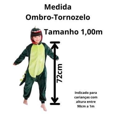 Imagem de Pijama Kigurumi Dinossauro Infantil e Adulto - NoBrand, 1m