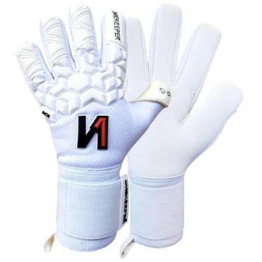 Imagem de ONEKEEPER ACE | Luva de goleiro de nível profissional para adultos e jovens | Luvas de goleiro de futebol GK | Látex de contato de 3,5 mm | Corte negativo (branco, 8)