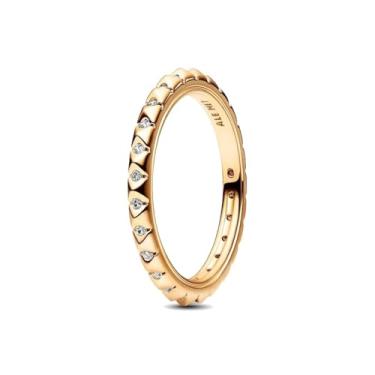 Imagem de Pandora 162800C01-64 Anel de pirâmides ME banhado a ouro 14k para mulheres, ouro