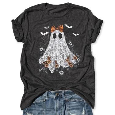 Imagem de Camisa LANMERTREE Ghost Halloween Graphic Lace XL cinza escuro