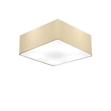 Imagem de Plafon Quadrado Vivare Md-3050 Cúpula Em Tecido 12/40x40cm - Bivolt Algodão-crú 127/220v