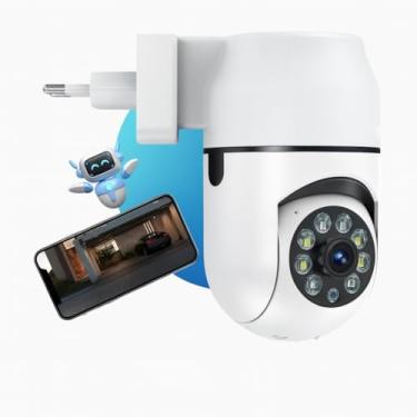 Imagem de Câmera de Segurança Tomada Sem Fio 2MP WiFi Visão 360° HD 1080p Câmera IP Infravermelho Controle via App 2 Modos de Visão Noturna Áudio Bidirecional Detecção de Movimento Premium